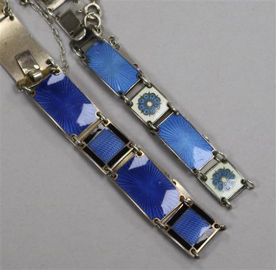 Two Norwegian sterling silver and enamel bracelets.